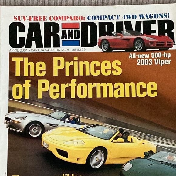🛺 Car and Driver April 2001 Vol. 46 No.10 auto enthusiast magazine. - Picture 2 of 9